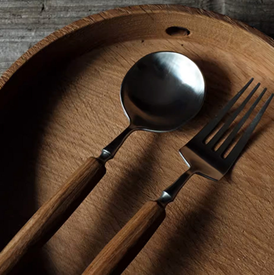 Handcrafted Wooden-Handled Cutlery (Spoon and Fork)