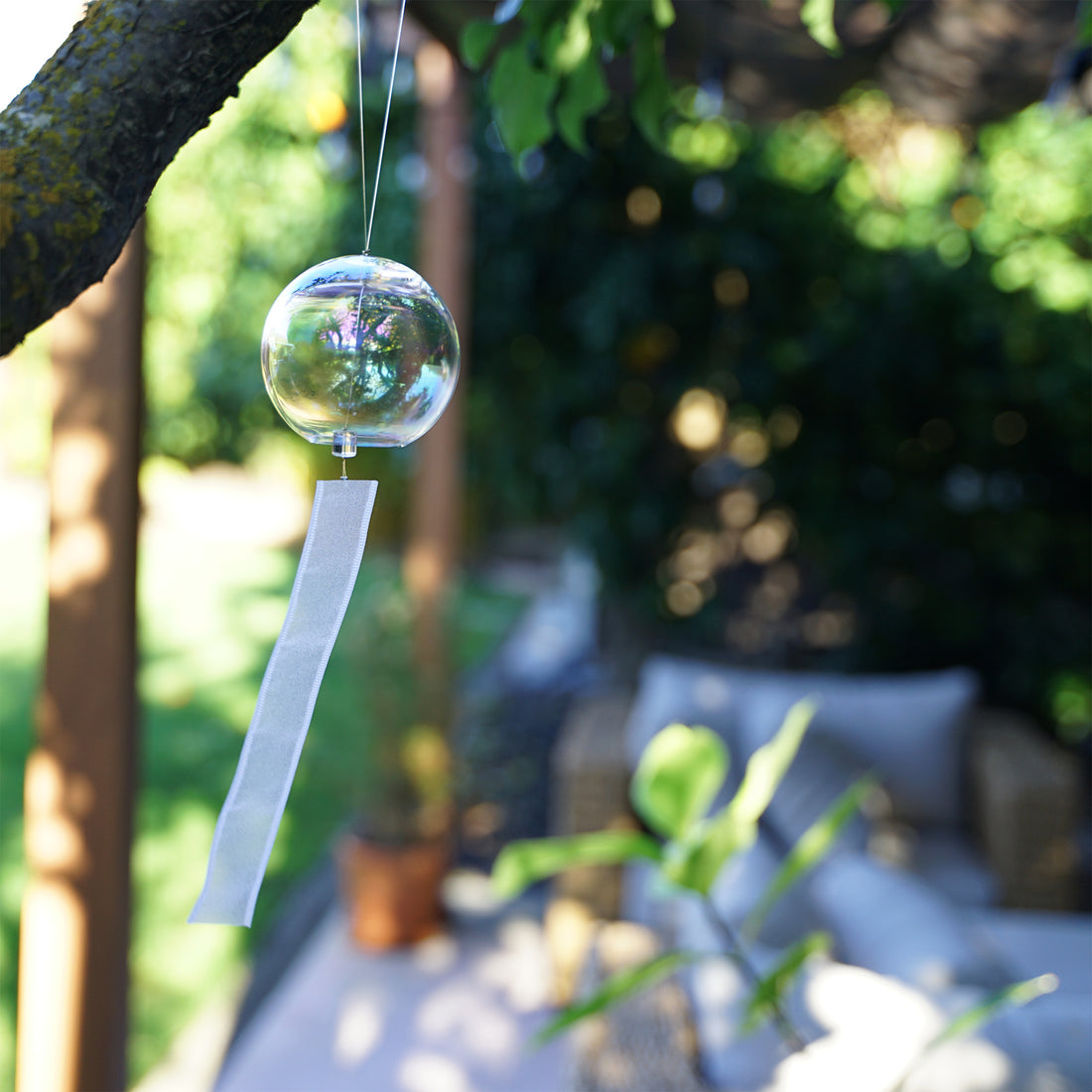 Handblown Rainbow Glass Wind Chime