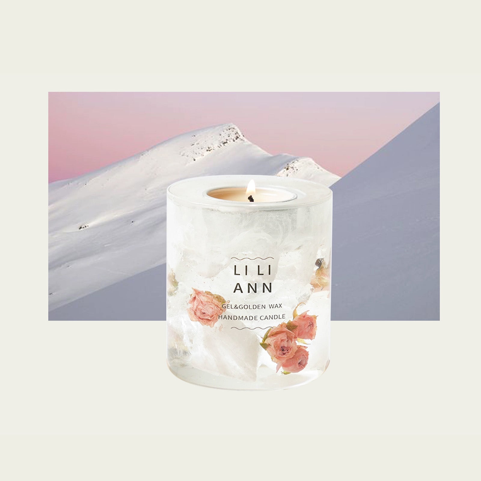 Handmade Crystal Candle Set (Snowkissed Rose)