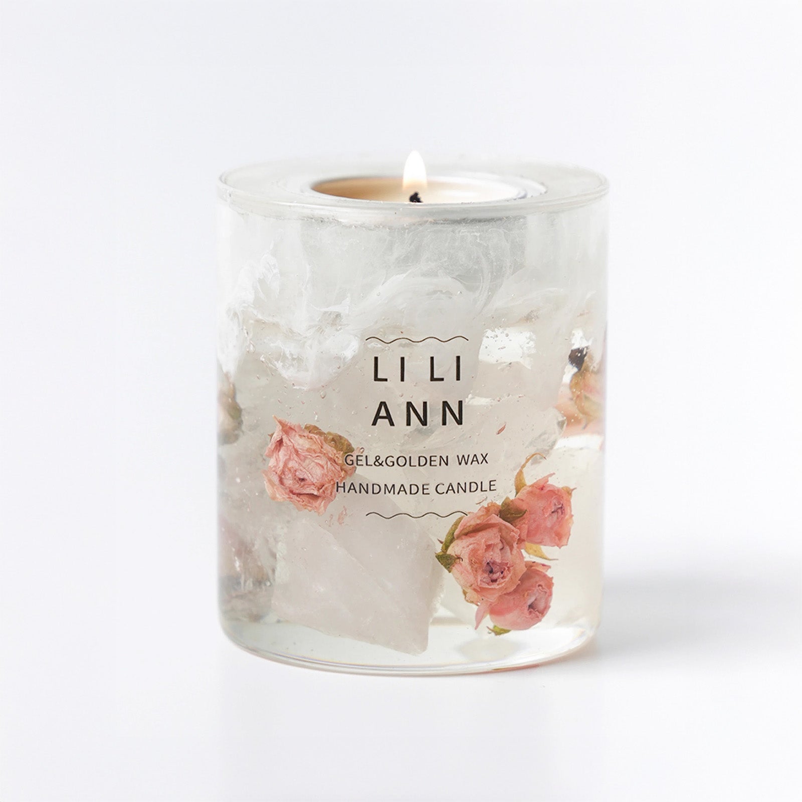 Handmade Crystal Candle Set (Snowkissed Rose)