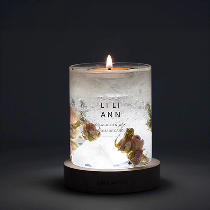 Handmade Crystal Candle Set (Snowkissed Rose)