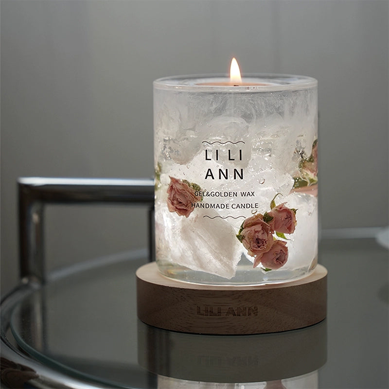 Handmade Crystal Candle Set (Snowkissed Rose)