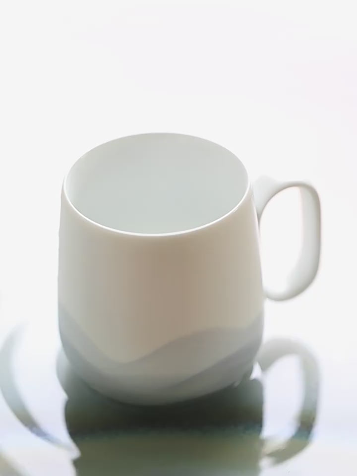 Hand-painted Coffee and Tea Mug (Foggy Mountains)